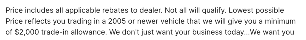car dealer not honoring internet price